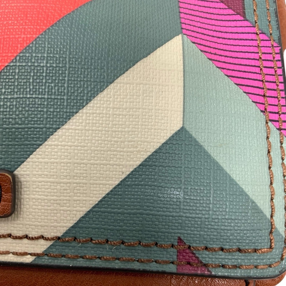 Fossil Crossbody Leather Trim Coated Canvas Chevron Campbell Purse Organize‎ - Picture 11 of 16